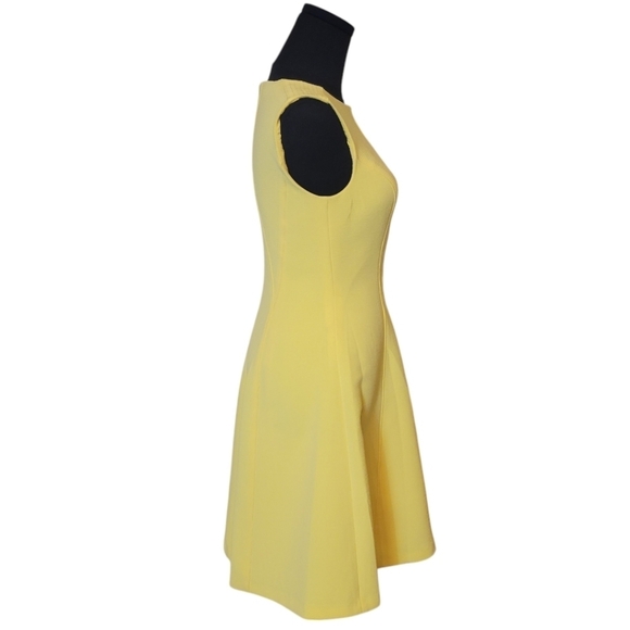 NWT Lauren by Ralph Lauren Yellow Fit and Flare Sleeveless Dress Size 0 - Picture 4 of 6